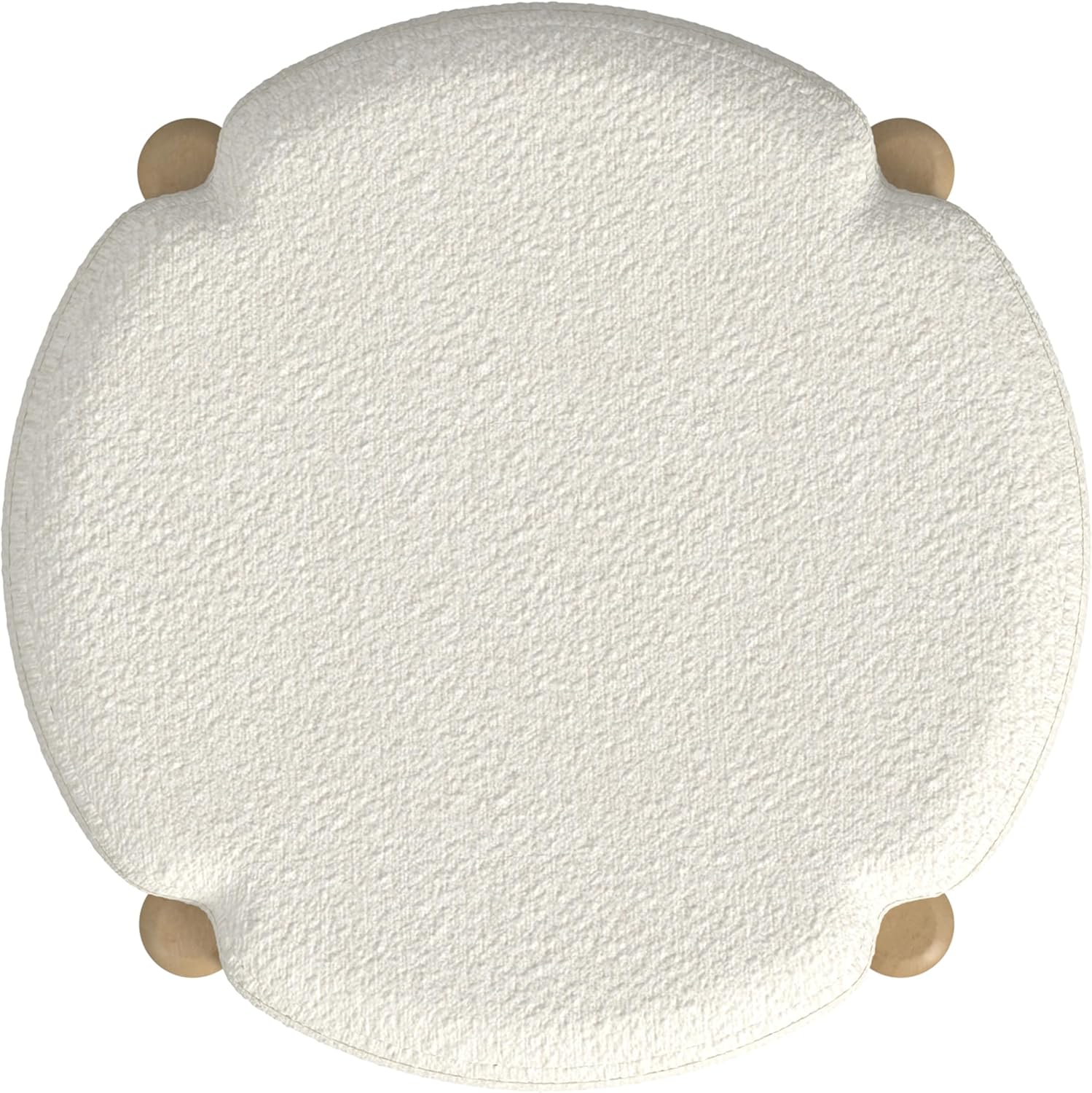 HomePop Luna Modern Round Ottoman|Homepop Home Décor|Ottoman for Living Room & Bedroom - Cream Boucle
