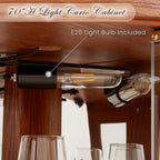 70" Lighted Corner Curio Cabinet, Wood China Display Case with Tempered Glass Doors & Adjustable Shelves, Light Bulb Included, Tall Wine Storage Rack for Bar and Liquor Storage (Dark Oak)