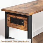 GarveeHome Rotating Side Table 360° End Table with Charging Station Swivel Side Table with Extra Storage Bag Movable End Table with 6 Swivel Wheels with Brakes for Bedroom Living Room