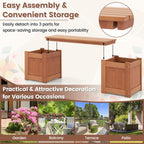 Planter Box Bench Outdoor, Wood Patio Bench with 2 Wood Planter Boxes, Raised Plant Container Garden Bench for Outdoor, Patio, Yard, Deck & Balcony