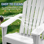 Farmhouse Adirondack Chair Set of 2, Poly Lumber Patio Chairs, Pre-Assembled Weather Resistant Outdoor Chairs for Pool, Deck, Backyard, Garden, Fire Pit Seating, White