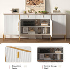 60" Modern Kitchen Buffet Cabinet, Buffets & Sideboard with Storage, Adjustable Shelves, Fluted Doors, Accent Cabinet with Drawers for Kitchen, Living Room, Hallway, White
