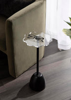 Kate and Laurel Acari Modern Pedestal Drink Table, 10 x 10 x 22, Clear Acrylic and Black, Decorative End Table with Scalloped Acrylic Tabletop for Use as Small Plant Stand or Cute Living Room Accent