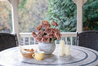 Rustic Farmhouse Textured Ceramic Vase with Two Handles, Distressed White Pottery Flower Vase for Centerpiece, Decorative Vases for Living Room, Kitchen, Table Top Decor, Gift & Weddings