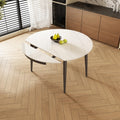 51.2" Expandable Round Sintered Stone Dining Table, Modern Extendable Dining Table, Scratch & Heat Resistant, Seats 4-6 for Home Dining Room(Table Only)