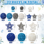 Chunful 22 Pcs Decorative Balls for Centerpiece Bowls Wicker Rattan Balls Orbs Vase Fillers for Craft, Party, Wedding Table Decoration, 5 Size, 2 Shapes(Vivid Color)