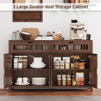 Vabches Modern Sideboard Cabinet with 4 Doors & 2 Drawers, Wood Buffet Cabinet with Storage for Dining & Living Room, Brown