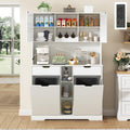 71"H Kitchen Pantry Storage Cabinet with Power Outlets and Two Drawers,10X2 Gallon Kitchen Hidden Double Tilt Out Trash Can Cabinet with Trash Bin Storage Holders,Laundry Hamper Cabinets(White)