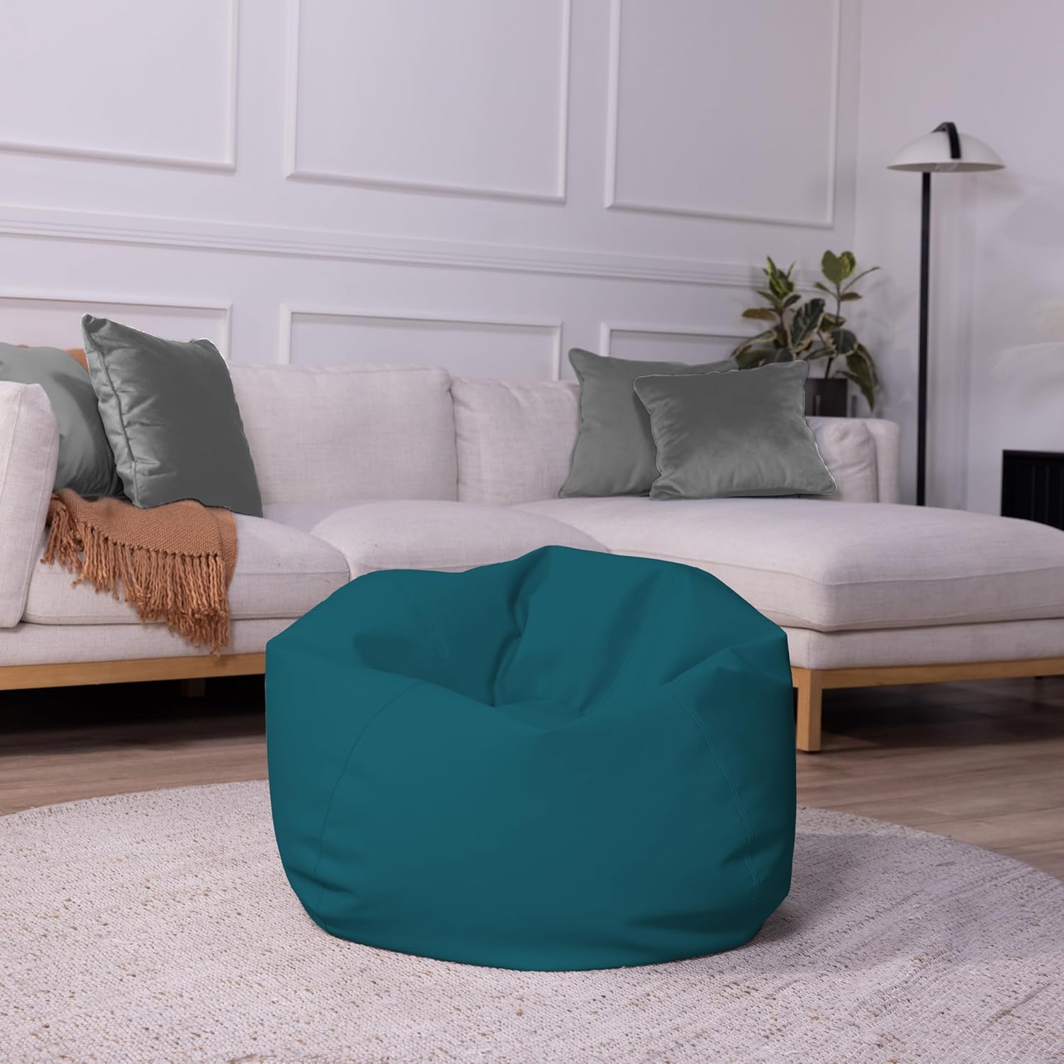 FDP 30" Vinyl Bean Bag Chair, Furniture for Kids and Teens, Perfect for Reading, Playing Video Games or Relaxing - Peacock