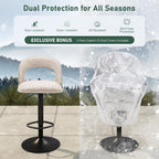 Furnimart Outdoor Bar Stools Set of 2 with Covers Waterproof, Adjustable Patio Stools with Hollow Back, Counter Height Swivel Chairs for Garden, Yard, All-Weather Textilene Fabric, Linen Plaid