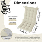 AddGrace Rocking Chair Cushions Indoor Tufted Cushions for Rocking Chairs with Ties Comfortable Textured Fabric Set of Seat & Back Cushion 21x17/17x17 Ivory