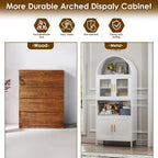 VEXPOR 73" Tall Arched Kitchen Pantry Cabinet with Doors, Metal Hutch Cabinet for Kitchen, Dining Room, Living Room, Assembly Required, White