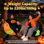 Inflatable Bean Bag Chair Sofa for Kids with Pumpkin Pattern Glow in the Dark, Blow up Air Lounge Chairs Furniture Couch for Camping Movie Night Halloween Decoration Clearance