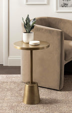 Kate and Laurel Tira Elegant Metal Round Side Table, 14 x 14 x 24, Antique Brass, Vintage Circle End Table for Use as Bedroom Nightstand or Living Room Table Option