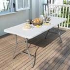 6FT Folding Table, Plastic Foldable Table for Indoor Outdoor, Heavy Duty Portable Dinning Tables with Carrying Handle, Utility Tables for Party, Camping, Banquet, Wedding, Events, Picnic, White