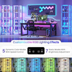 Corner Glass Display Cabinet with RGB Lights, 68" Curio Cabinet with Glass Doors, 4-Tier Display Case for Collectibles, Lighted Display Shelf for Living Room Bedroom, White