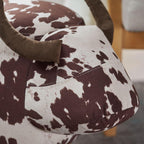 Brown and White Velvet Cow Shaped Ottoman, Cute Wood Foot Stool Shoes Changing Seat with Cushioned for Adult Living Room, Bedroom, Nursery Gameroom, Playroom, Porch Furniture