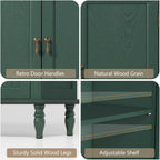 ARTPOWER Sideboard Buffet Cabinet with Storage, Retro Wood Accent Cabinet with 2 Doors, Credenza with Adjustable Shelves for Living Room, Dining Room, Entryway, Green