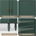 ARTPOWER Sideboard Buffet Cabinet with Storage, Retro Wood Accent Cabinet with 2 Doors, Credenza with Adjustable Shelves for Living Room, Dining Room, Entryway, Green