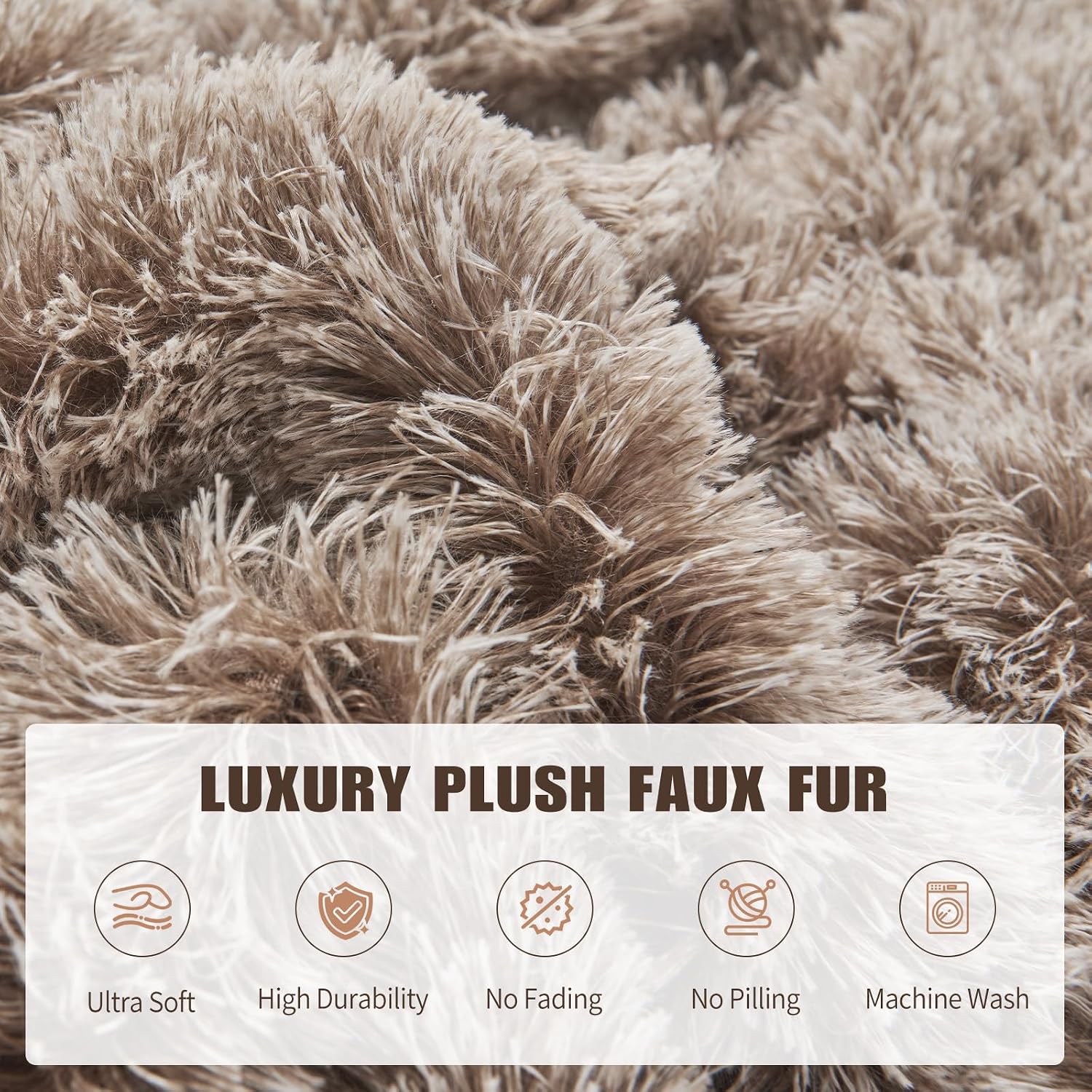 Bean Bag Cover (No Filler), Soft Faux Fur Stuffed Animal Bean Bag Storage, Fluffy Plush Bean Bag Chair Cover Washable, Comfy Bean Bag Covers for Adults Kids Teens, 38"x40" Ombre Khaki