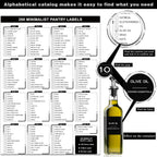 288 Pantry Labels for Food Containers, Black Preprinted Minimalist Waterproof Stickers for Organizing Storage Bins, Jars and Kitchen