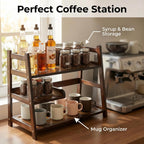3 Tier Bamboo Matcha Station, coffee station organizer Shelf | for Kitchen Countertop, Tea Bar - Matcha Powder, Tools & Cup Organizer for Matcha Lovers, Home Baristas.