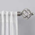 EXCLUSIVE HOME Torch 1" Curtain Rod and Coordinating Finial Set, Matte Silver, Adjustable 66"-120"