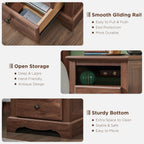 T4TREAM Nightstand Set of 2 with Charging Station, 18" W Vintage End Table with 2 Drawers & Open Storage Shelf, Wood Rustic Sofa Side Table for Living Room, Bedroom, Light Walnut