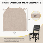 downluxe Indoor Chair Cushions for Dining Chairs,Kitchen Chair Pads with Ties and Non-Slip Backing, 16" x 16" x 2", Oatmeal Beige, 6 Pack