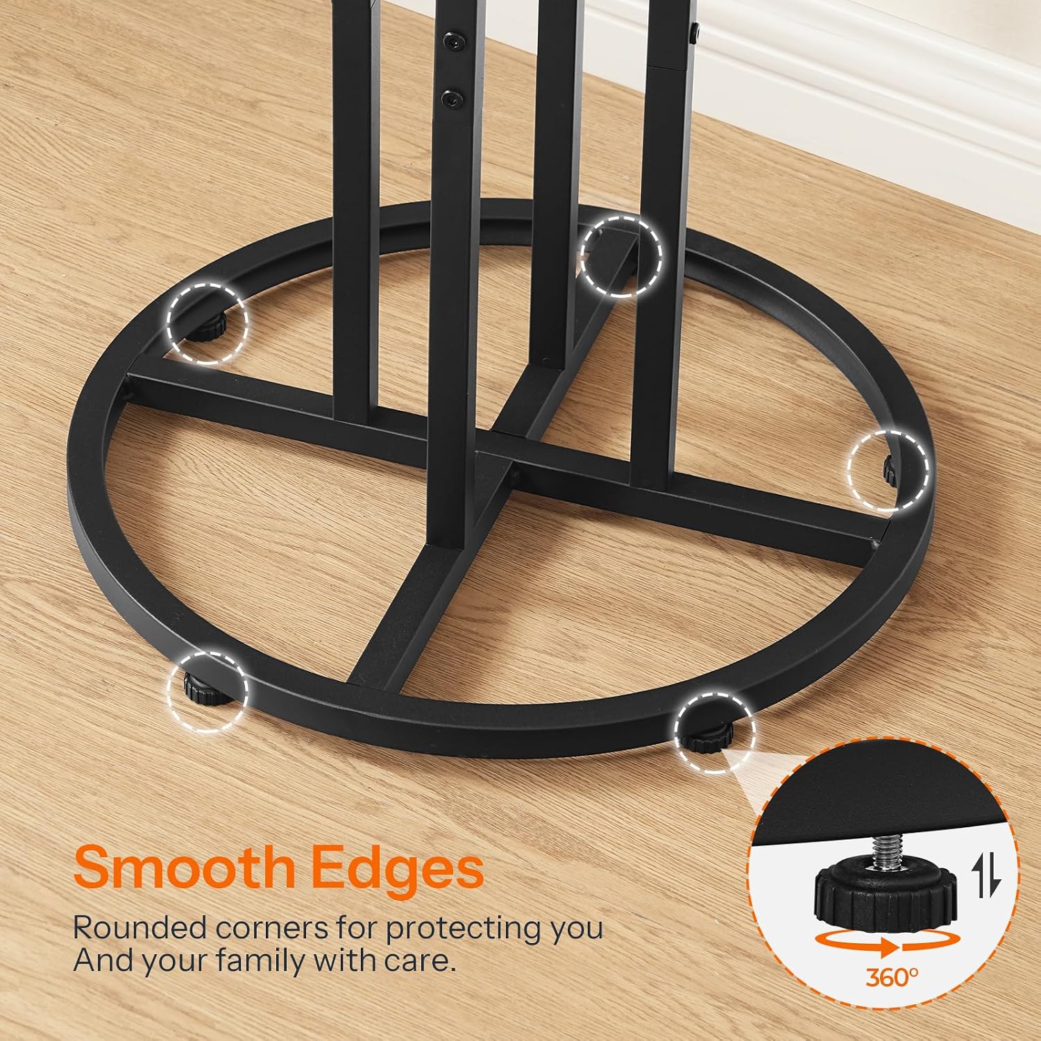 HOOBRO Bar Table, 23.6-Inch Round Pub Table, Frosted Glass Cocktail Table with Sturdy Iron Frame & Adjustable Feet, Modern Small Coffee for Home Bar, Kitchen, Living Room, Outdoor, Black BK96BT01