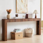 79" Fluted Console Table with Charging Station, Mid Century Modern Narrow Entryway Table with Power Outlet & USB Ports, Long Wooden Sofa Table Behind Couch, Hallway Accent Table for Foyer
