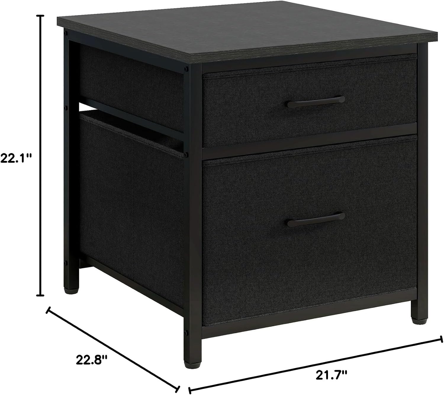 YMYNY Mini Fridge Stand with Storage, Mini Fridge Cabinet with Fabric drawers, 250lbs Heavy-Duty Compact Refrigerator Table, Coffee Bar Shelf, for Home, Office, Bedroom, Black HBR008B
