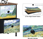 EXOTICA 6 Drawer Dresser for Bedroom Van Gogh Chest of Drawers Wide TV Stands Fabric Storage Drawer Unit for Living Room Entryway Closet Sturdy Steel Frame Wood Top