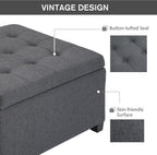 Vintage Button-Tufted Storage Ottoman with Flip-Top Seat