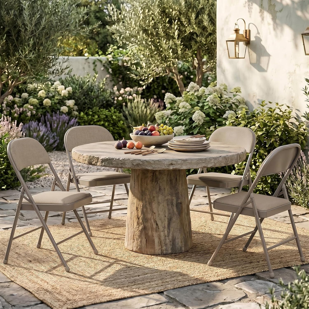 24 Pack Folding Chairs, Fabric Dining Chair Set with Padded Cushion and Back, Indoor Outdoor Seat for Home Office, Parties, Events, Wedding, Extra Guest Seating, Desert Khaki