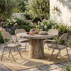 8 Pack Folding Chairs, Fabric Dining Chair Set with Padded Cushion and Back, Indoor Outdoor Seat for Home Office, Parties, Events, Wedding, Extra Guest Seating, Desert Khaki