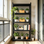 78''H Metal Bookshelf, 5-Tier Bookshelve, Heavy Duty Steel Bookcases, Large Storage Capacity Adjustable Tall Industrial Bookshelf for Living Room, Bedroom and Library, Black (78''Hx36''Wx12''D)