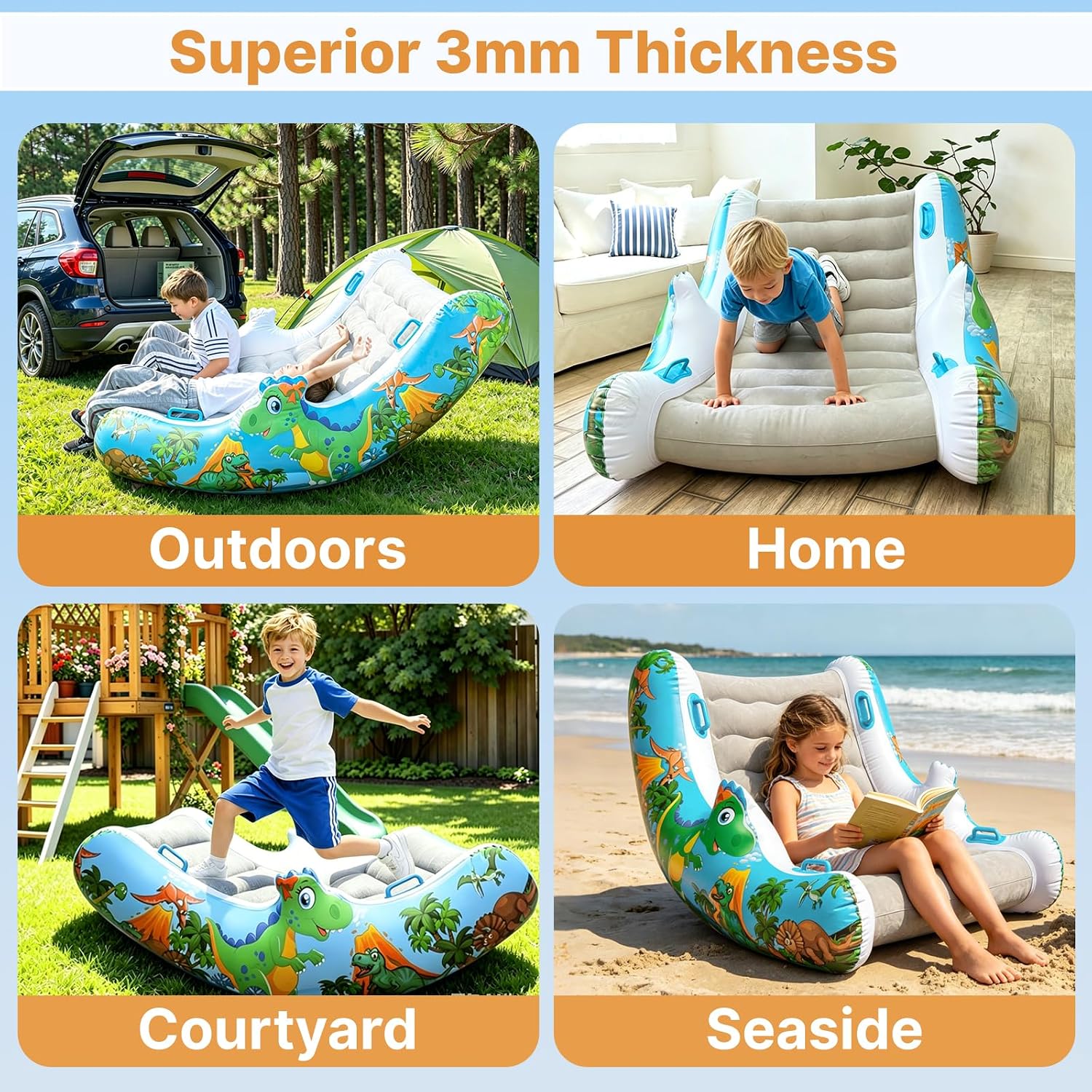 Sensory Inflatable Rocking Chair for Toddlers – Calming Sensory Chair for ADHD & Autism, Built-in Dual Function Air Pump, Inflatable Rocker for Sensory Room, Therapy, Relaxation, Gift for Boys & Girls