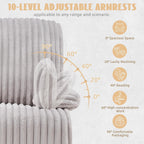 Swivel Rocking Recliner Chair, Comfy Corduroy Nursing Chair | Adjust Armrest, Big and Tall