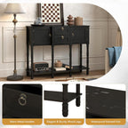 Black Entryway Table with Storge, Mid-Century Modern Console Table with 2 Drawers, Retro Narrow Long Behind Couch Sofa Table for Living Room, Foyer, Hallway