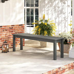 Tangkula HDPE Outdoor Bench, 2-3 Person Patio Bench, 55" Backless Garden Dining Bench with Slatted Seat, Weatherproof Park Bench for Entryway, Porch, Lawn & Backyard (Grey,1)