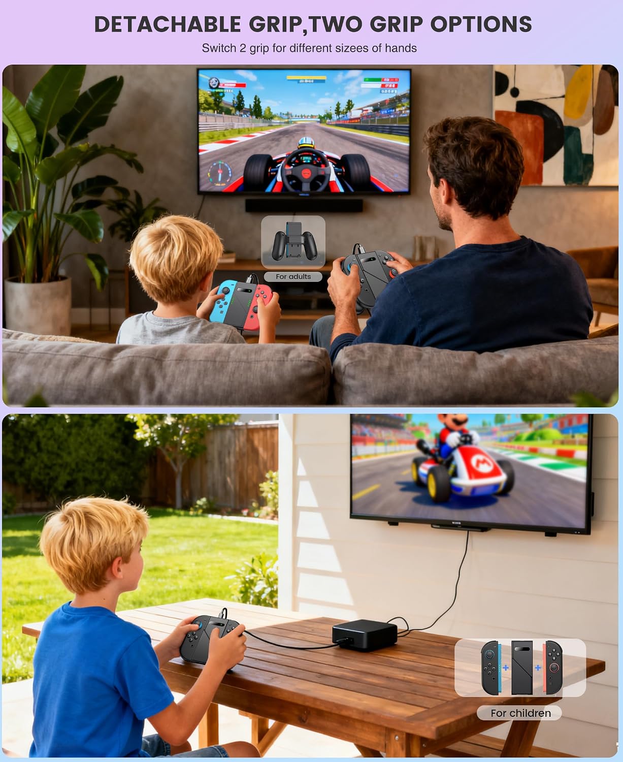 Charging Grip Stand for Switch 2 / Switch [Play While Charging] Charger Station Compatible with Nintendo 2 w Dynamic Light