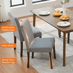Dining Chairs Set of 4, Upholstered Modern Fabric Kitchen Side Chairs with Sturdy Wood Legs, Parsons Design, Comfortable Soft Linen for Dining Room, Restaurant, Cafe, Gray-Vertical Stripes