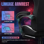 GTPLAYER Fabric Gaming Chair with Footrest, LED Lights, Comfy Chair | Ergonomic Computer Chair, Linkage Armrest, Breathable Fabric for Home Office Desk, Video Game Chairs for Adults