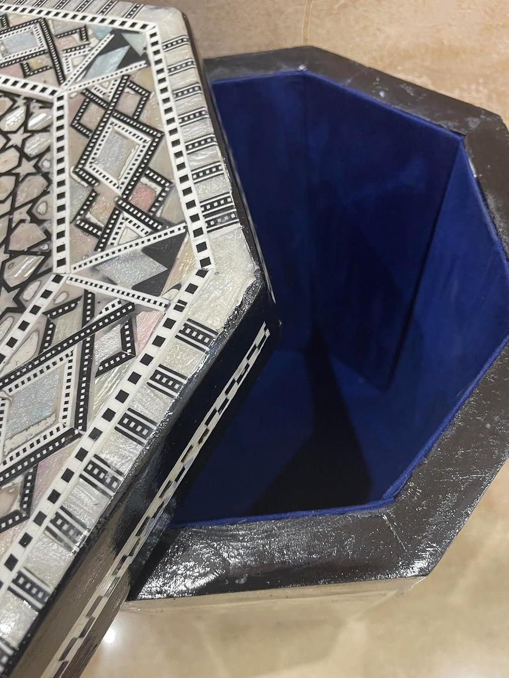 Morrocan Table Design Mother of Pearl Inlaid,Arabic Side Corner cofee Table for Living Room (Classic A)