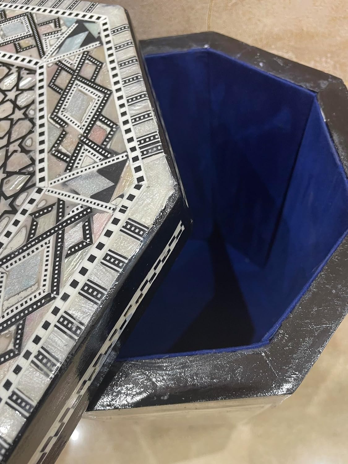 Morrocan Table Design Mother of Pearl Inlaid,Arabic Side Corner cofee Table for Living Room (Classic A)