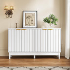 RoyalCraft White Buffet Cabinet with Storage, 55" Fluted Sideboard Buffet Cabinet with 100lbs Load Capacity, Modern Coffee Bar Cabinet with Solid Legs & Adjustable Shelves for Dining Room, Kitchen