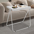 Clear Foldable Side Table - 25x20in Small TV Tray for Snack Dinner on Couch, Folding Table for Home Office Sofa Small Space