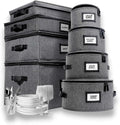 HOMELUX THEORY 8pcs Hard Shell China Storage Containers, Mug Storage, Wine Glass, Utensils, & Plate Storage Containers with Lid, Heavy Duty Dinnerware Storage for Packing Plates, Glassware & Cutlery