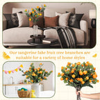 Daifunli 10 Pcs Artificial Tangerine Branches 25 Inch Realistic Faux Oranges Fruit with Green Leaves Simulation Orange Branch Decorative Kumquat Tangerine for Vase Home Party Decoration (6 Oranges)